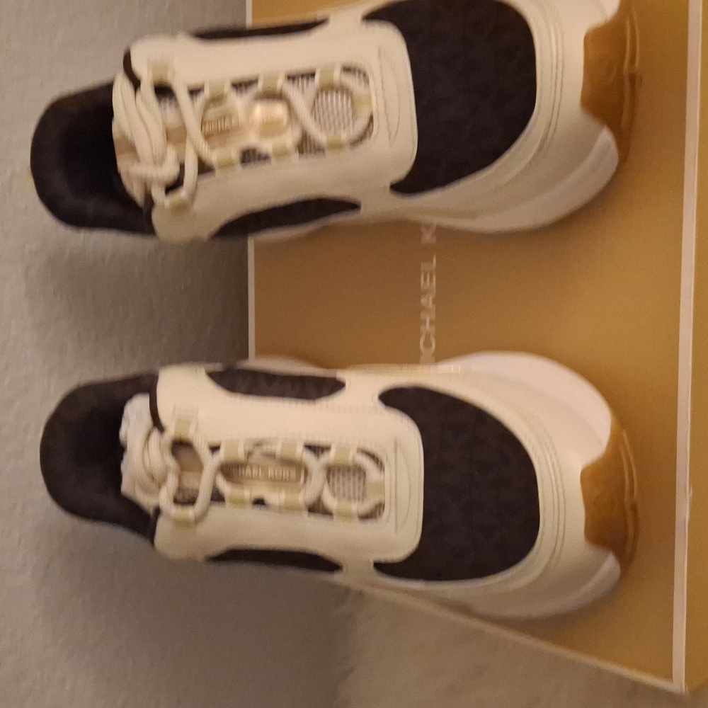 Michael Kors Katrina Mixed-Media Trainer, Color Brown, Size 8